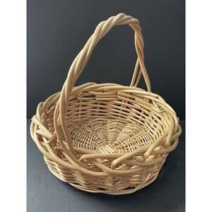 Vintage Garden Trug Handle Basket Rustic Twig Wood Farmhouse Gathering Cottage